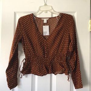 Brown blouse with polka dots